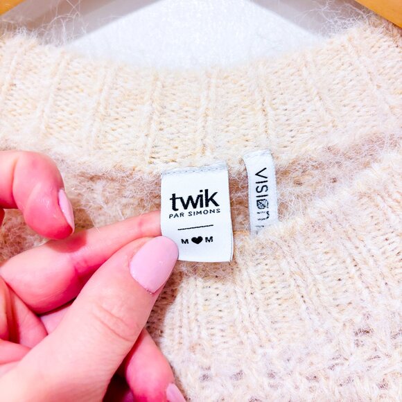 SIMONS Beige textured knit sweater | Soft cozy wool blend pullover | Medium * - Picture 7 of 8